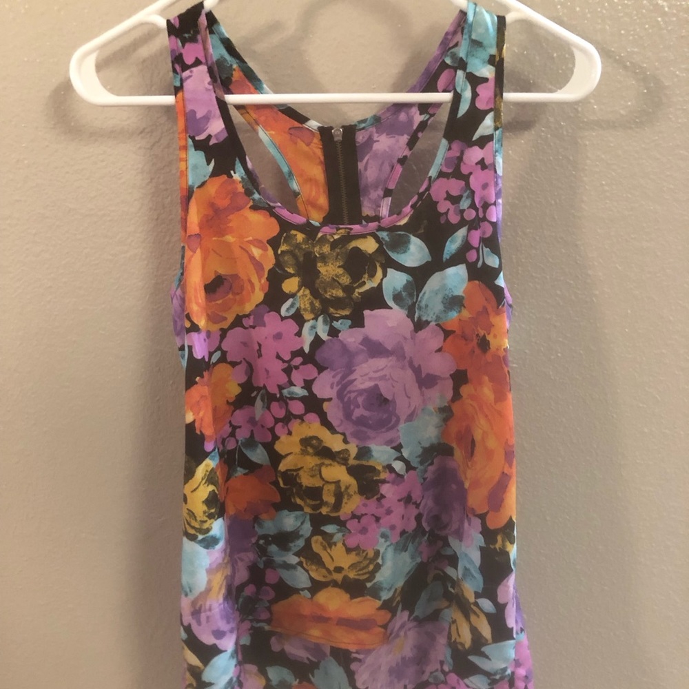 High low floral print racerback top